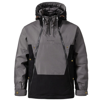 Functional double zipper casual cotton jacket for men