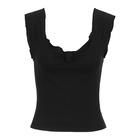 V-neck short sleeved T-shirt women's slim fit and versatile top