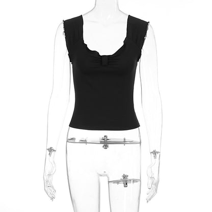 V-neck short sleeved T-shirt women's slim fit and versatile top